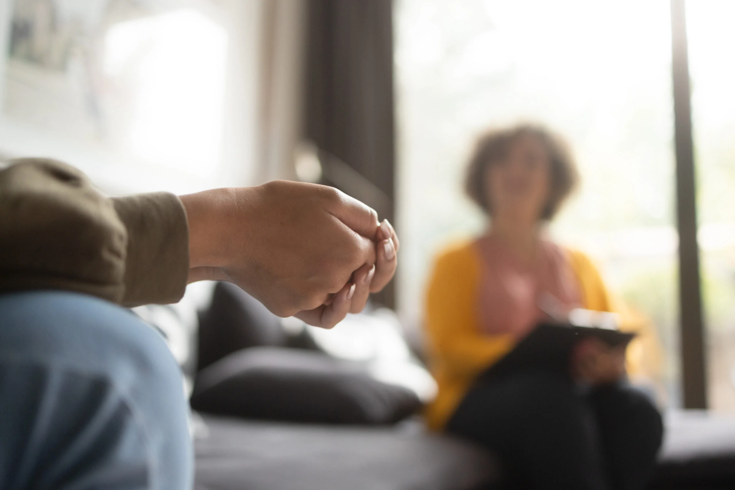close-up-photo-of-a-teenage-girls-hands-with-fingers-crossed-nervously-she-is-in-a-therapy-session-with-her-psychotherapist-stockpack-gettyimages Close-up photo of a teenage girl's hands with fingers crossed nervously. She is in a therapy session with her psychotherapist.